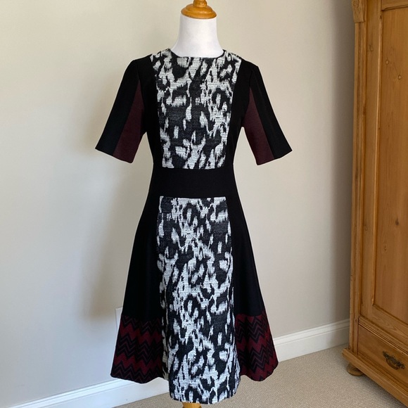 STUNNING Julien Paris Patchwork A-Line Dress Size 2 - Picture 2 of 11